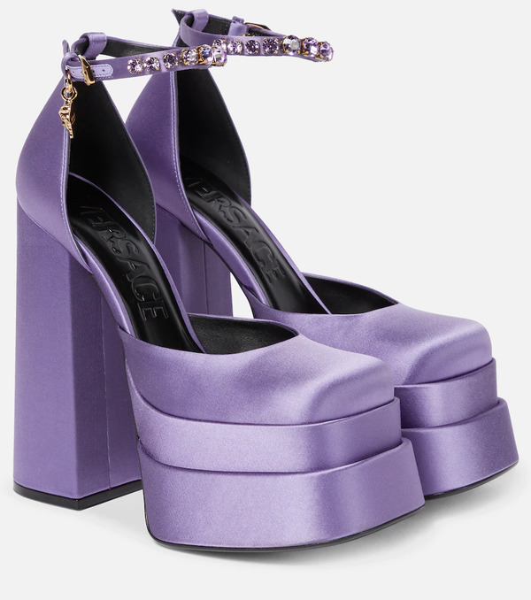  Versace Versace Medusa Aevitas Satin Platform Pumps 