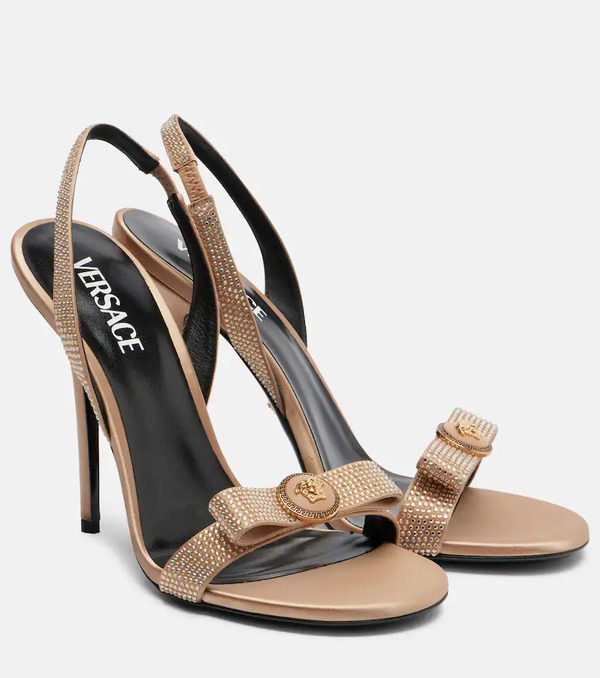  Versace Versace Medusa Embellished Satin Sandals 