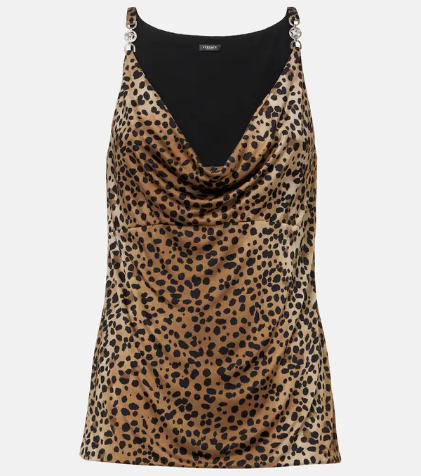  Versace Versace Medusa '95 Leopard-print Draped Top 