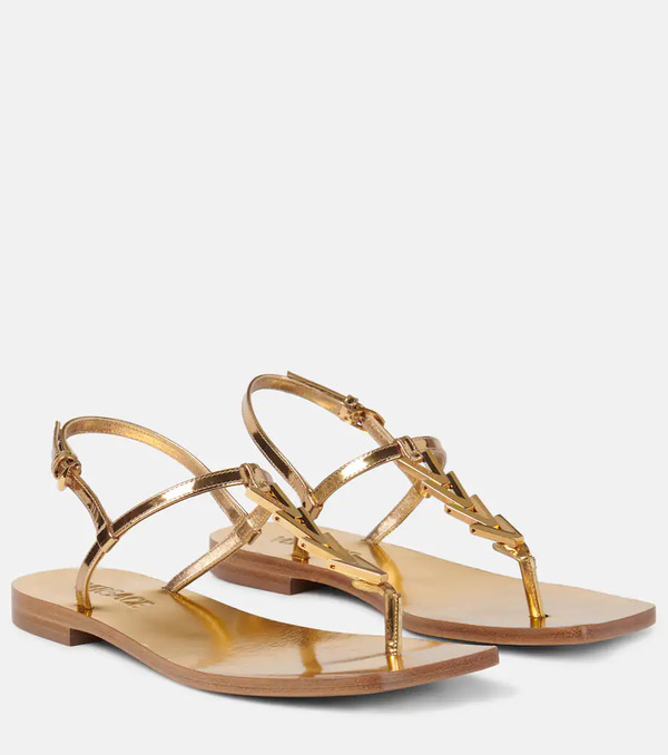  Versace Versace Metallic Leather Thong Sandals 