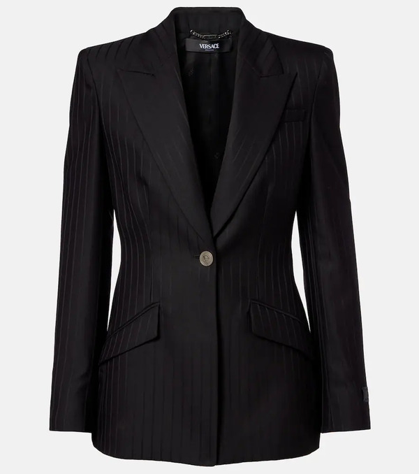  Versace Versace Pinstripe Virgin Wool Blazer 
