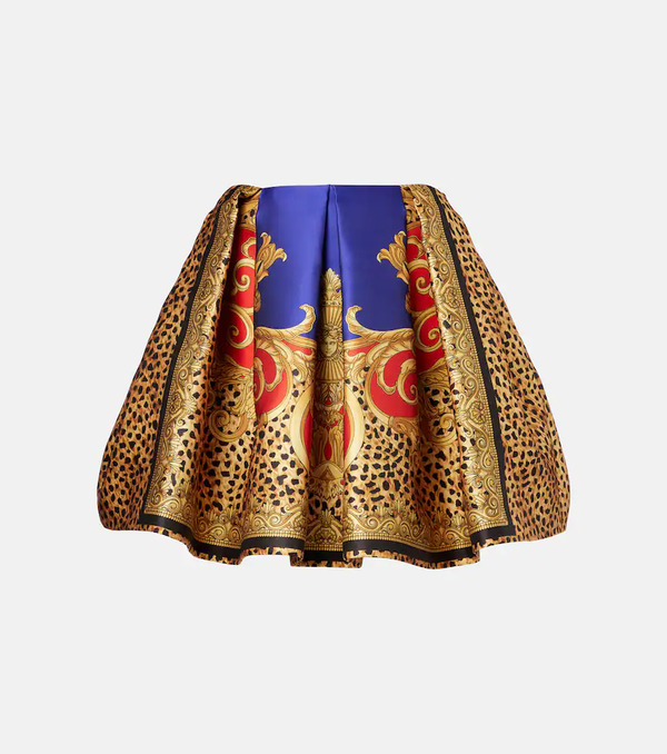  Versace Versace Pleated Printed Satin Miniskirt 