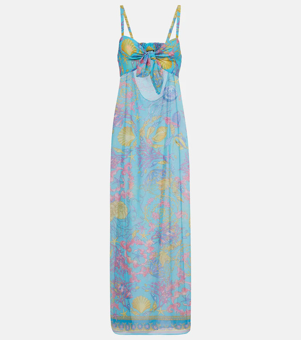  Versace Versace Printed Cutout Semi-sheer Maxi Dress 