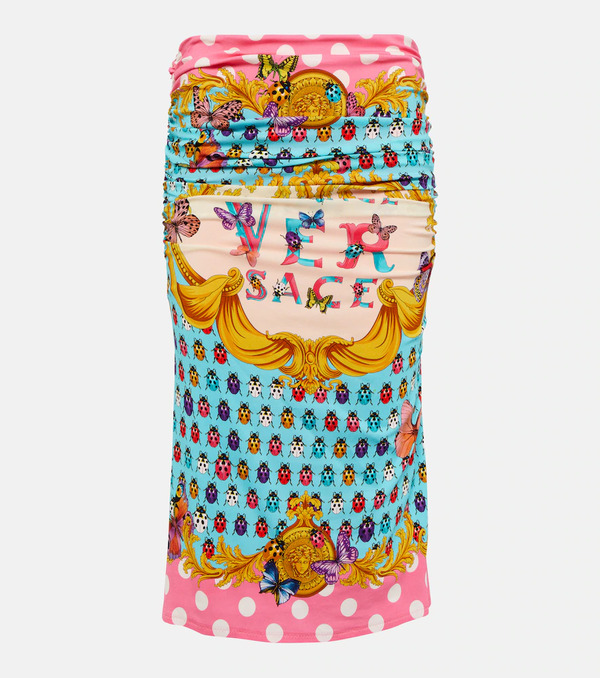 Versace Versace Printed Draped Midi Skirt 