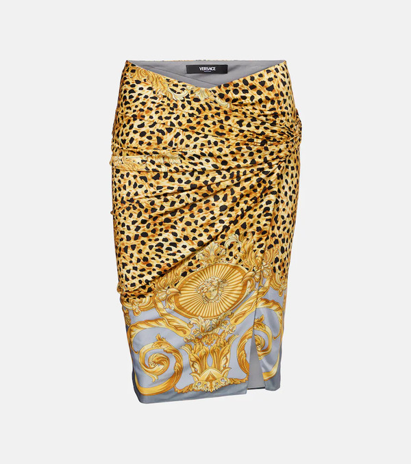  Versace Versace Printed Gathered Jersey Miniskirt 