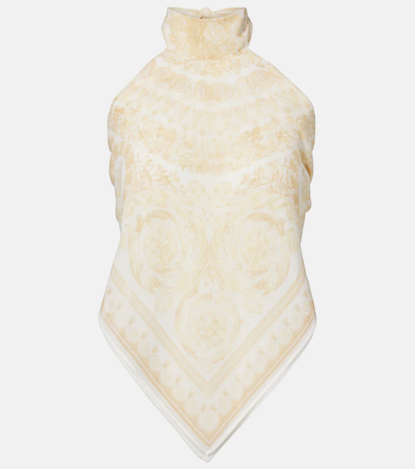  Versace Versace Printed Halterneck Georgette Top 