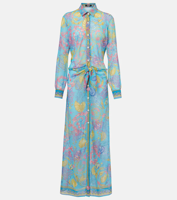  Versace Versace Printed Semi-sheer Shirt Dress 