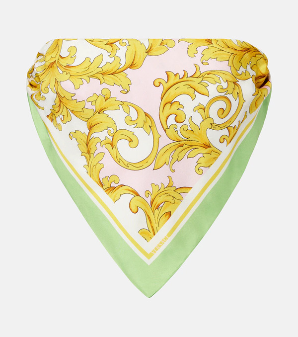  Versace Versace Printed Silk Twill Bandeau Top 
