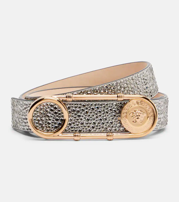  Versace Versace Safety Pin Embellished Leather Belt 