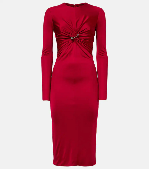  Versace Versace Safety Pin Gathered Jersey Midi Dress 