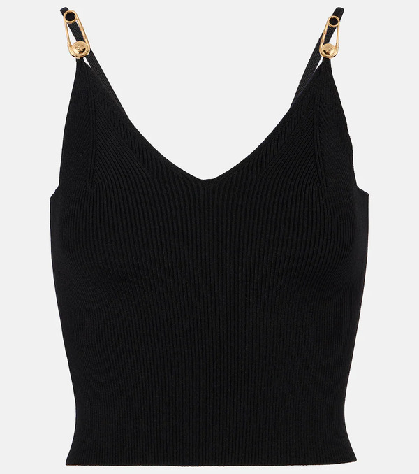  Versace Versace Safety Pin Ribbed-knit Top 
