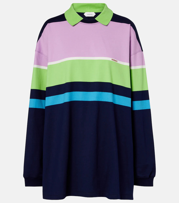  Versace Versace Striped Cotton Jersey Polo Sweater 
