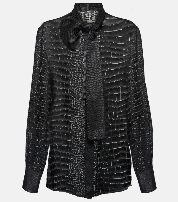  Versace Versace Tie-neck Devore Shirt 
