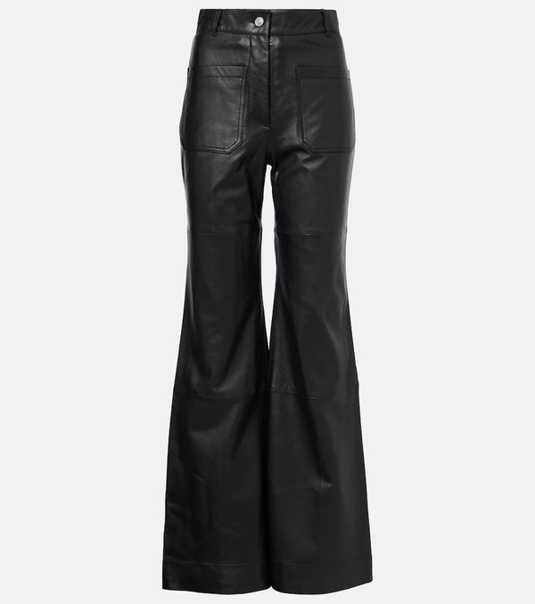  Victoria Beckham Victoria Beckham Alina High-rise Leather Bootcut Pants 