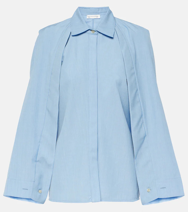 Victoria Beckham Victoria Beckham Caped Virgin Wool Shirt 