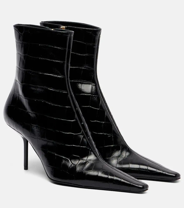  Victoria Beckham Victoria Beckham 75 Croc-effect Leather Ankle Boots 