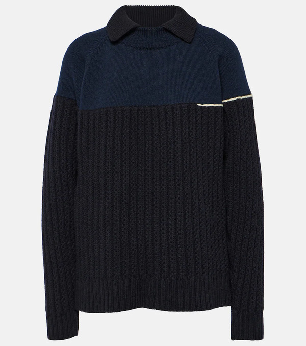  Victoria Beckham Victoria Beckham Double-collar Wool Sweater 