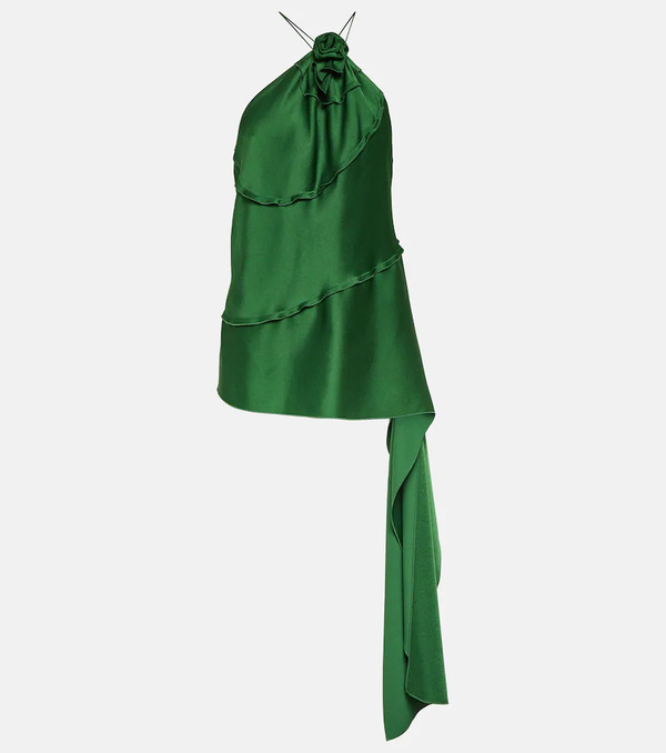  Victoria Beckham Victoria Beckham Floral-applique Draped Satin Top 