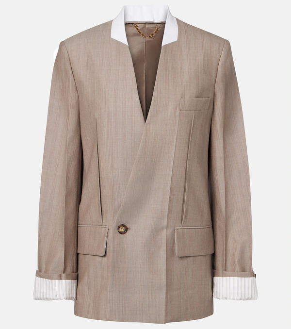  Victoria Beckham Victoria Beckham Herringbone Virgin Wool Blazer 