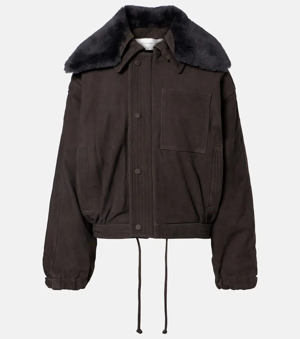  Victoria Beckham Victoria Beckham Shearling-trimmed Suede Blouson Jacket 
