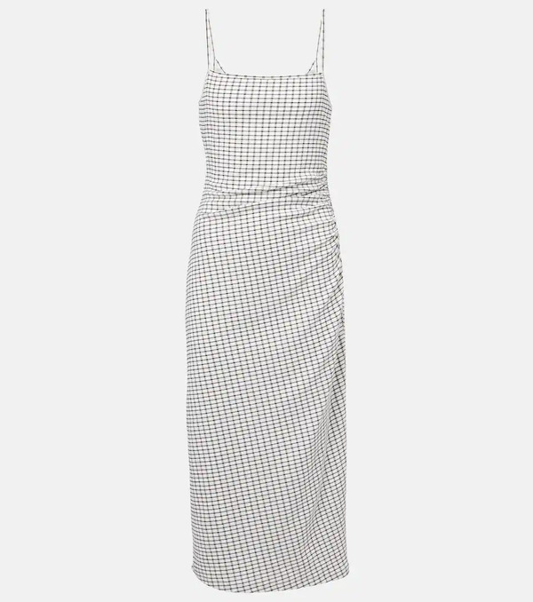  Vince Vince Checked Ruched Midi Dress 