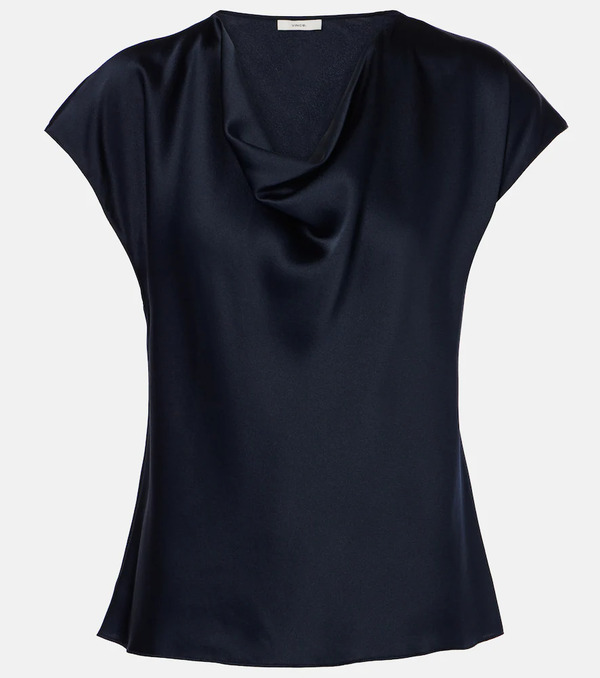  Vince Vince Draped Silk Satin Top 