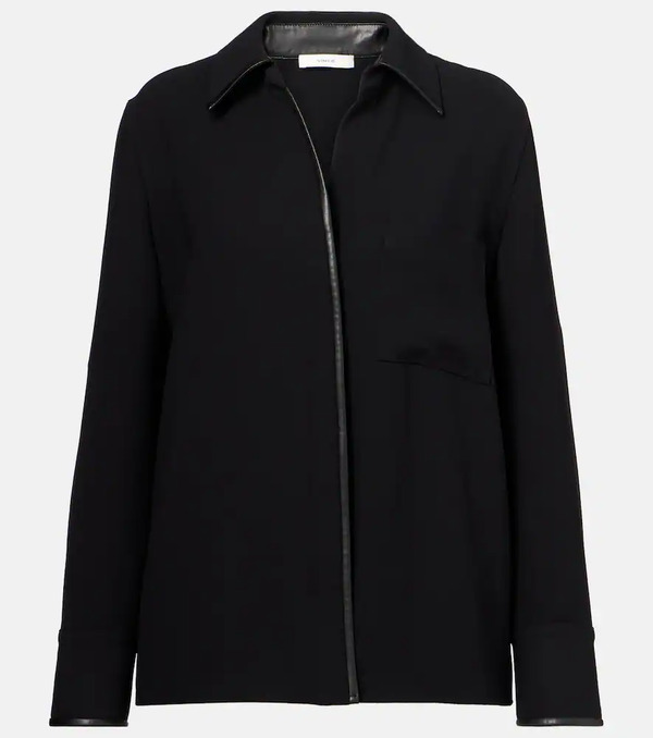  Vince Vince Faux Leather-trimmed Shirt 