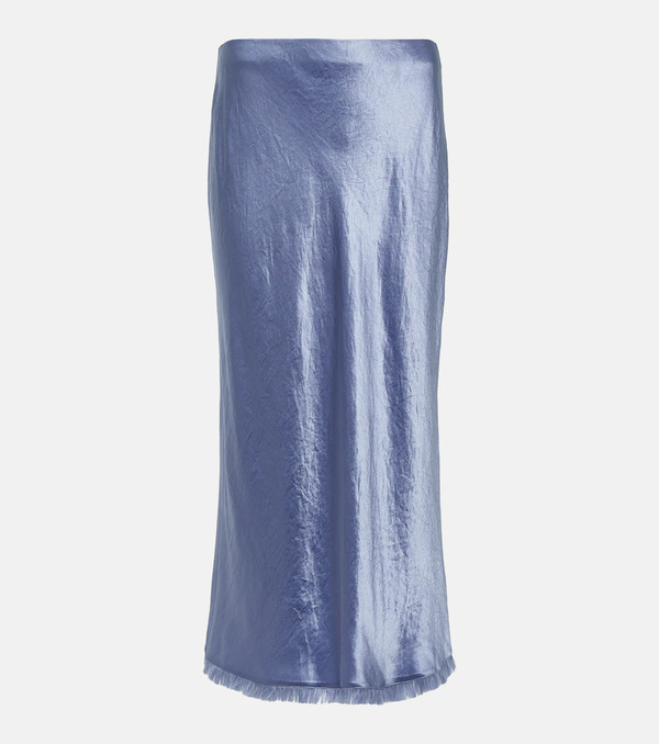  Vince Vince Fringed Satin Midi Skirt 