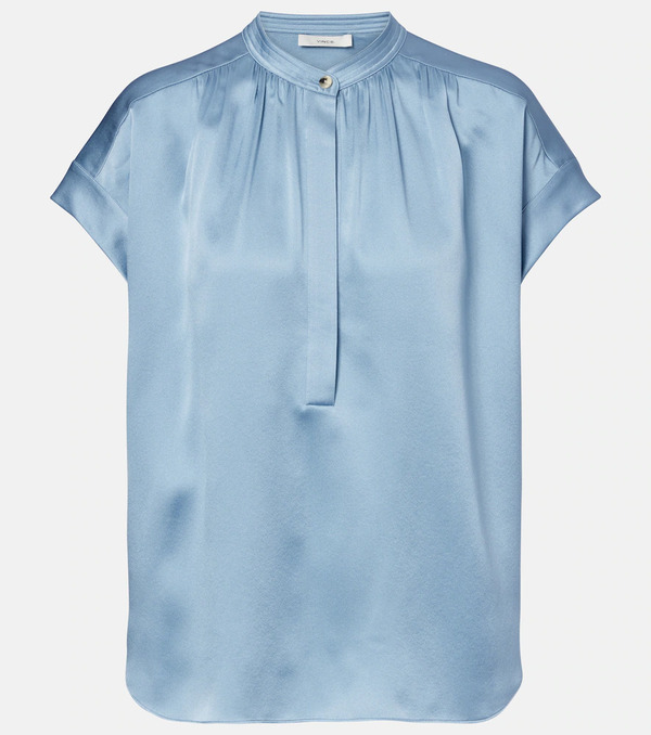  Vince Vince Gathered Silk Satin Blouse 
