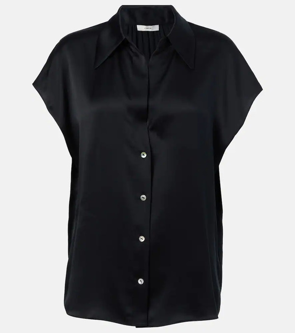  Vince Vince Ruched Silk Satin Top 