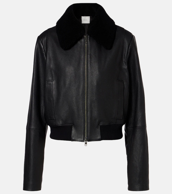  Vince Vince Shearling-trimmed Leather Jacket 