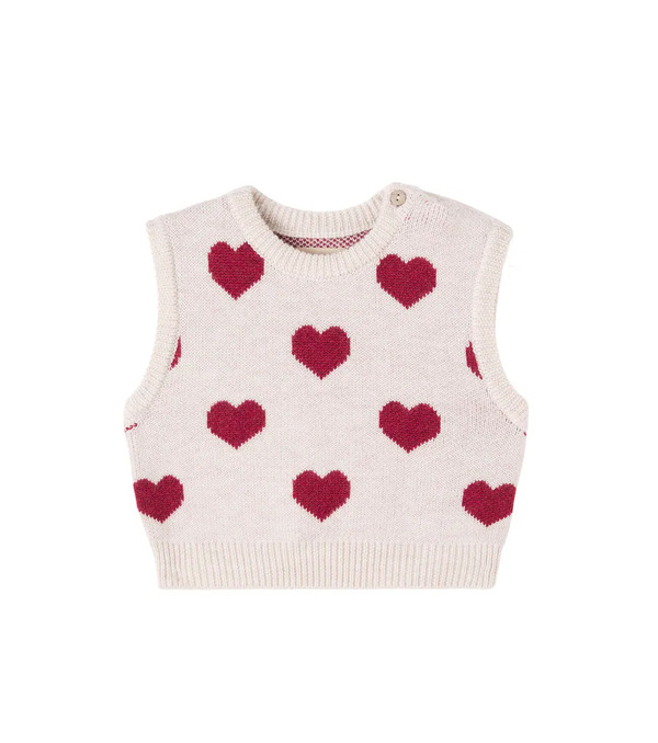  Wheat Wheat Baby Gaby Jacquard Wool Sweater Vest 