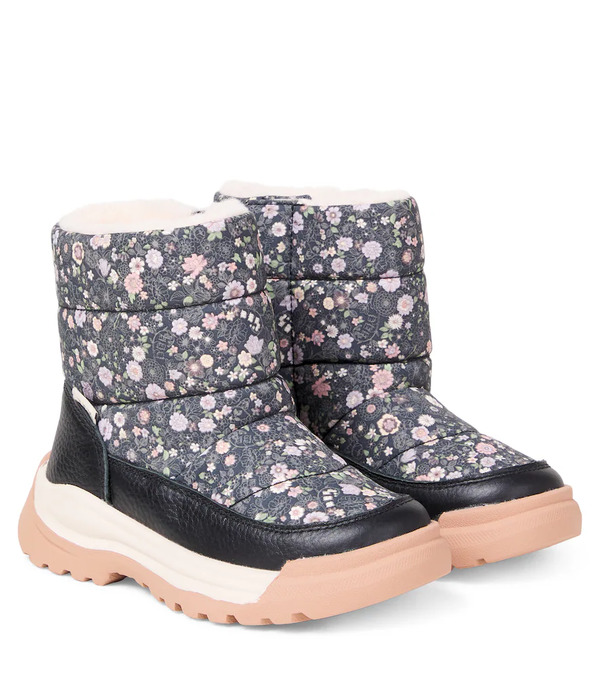  Wheat Wheat Delaney Tex Floral Leather-trimmed Boots 