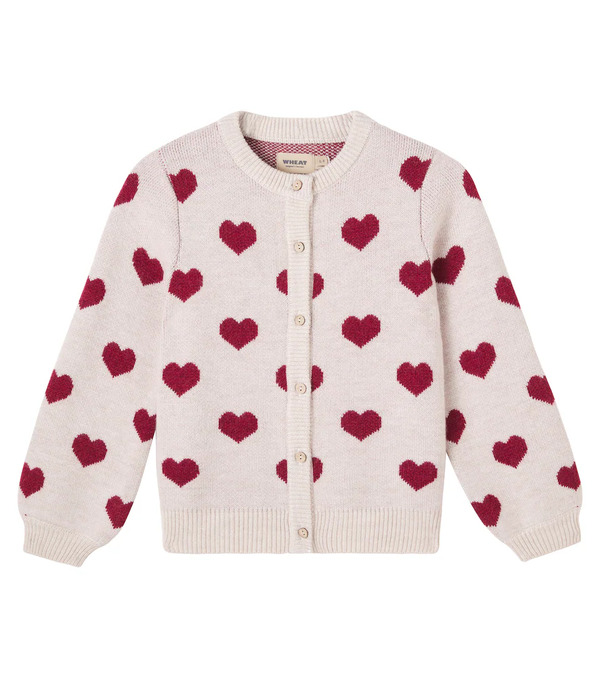  Wheat Wheat Hearts Jacquard Wool Cardigan 