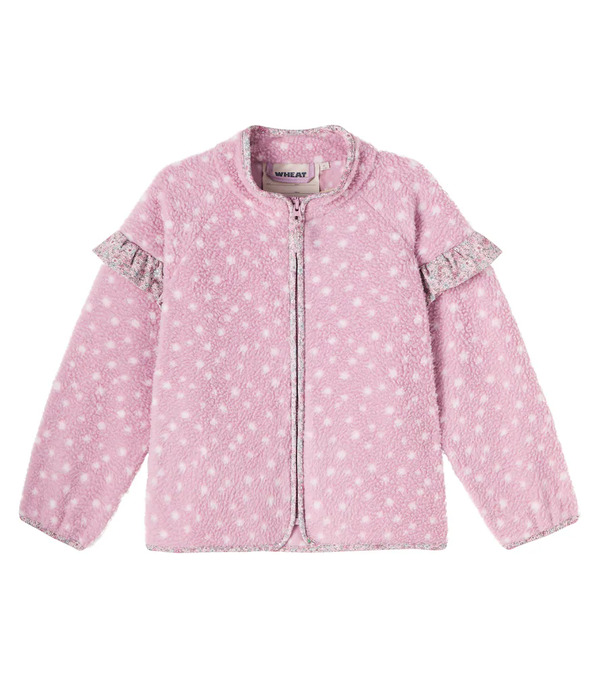  Wheat Wheat Ruffled Polka-dot Teddy Jacket 