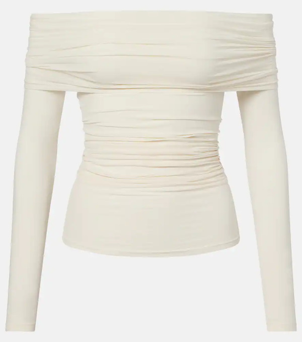  Wolford Wolford Draped Semi-sheer Off-shoulder Top 