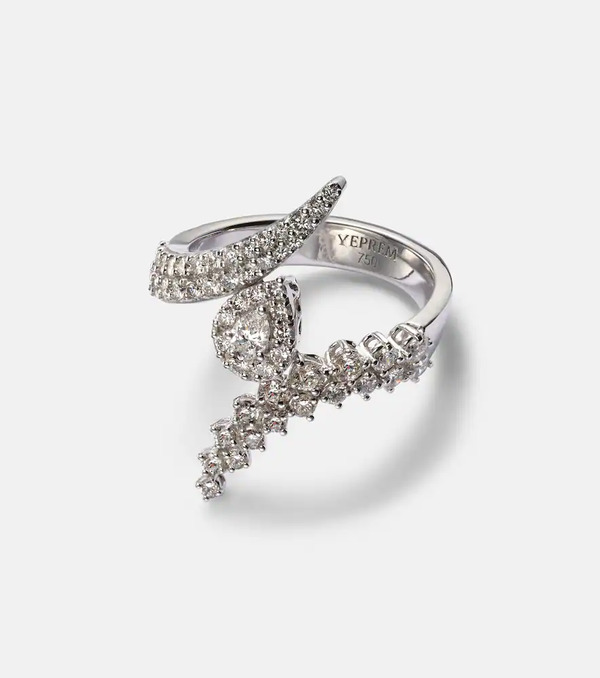  Yeprem Yeprem Y-not 18kt White Gold Ring With Diamonds 