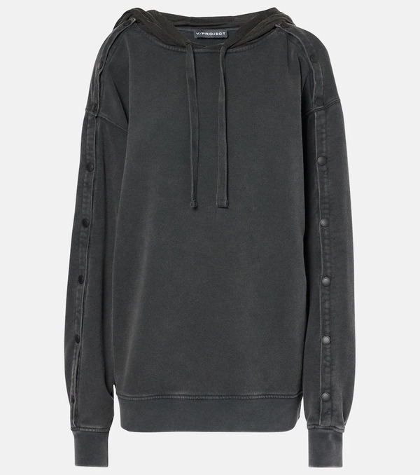  Y/project Y/project Snap Oversized Cotton Jersey Hoodie 