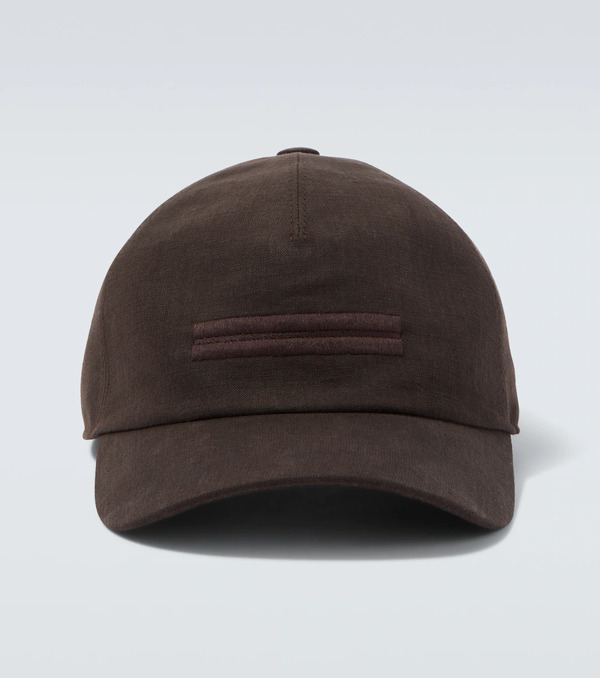 Zegna Zegna Embroidered Linen Baseball Cap 