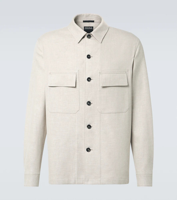  Zegna Zegna Linen, Wool, And Silk-blend Overshirt 