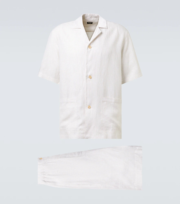 Zegna Zegna Striped Linen Pajamas 