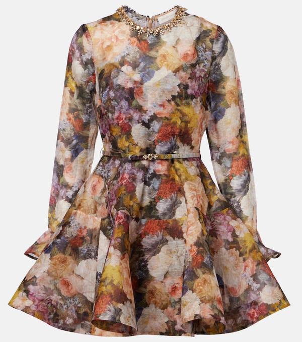  Zimmermann Zimmermann Alchemy Peplum Linen And Silk Minidress 