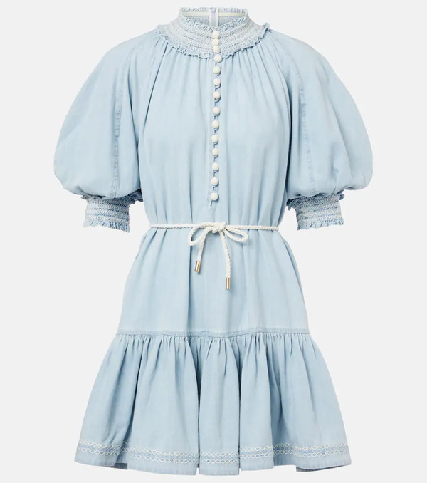  Zimmermann Zimmermann Ascension Ruffled Denim Minidress 