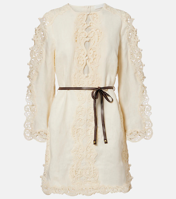  Zimmermann Zimmermann Awaken Belted Embroidered Linen Minidress 