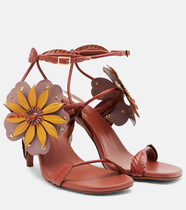  Zimmermann Zimmermann Brightside Floral-applique Leather Sandals 