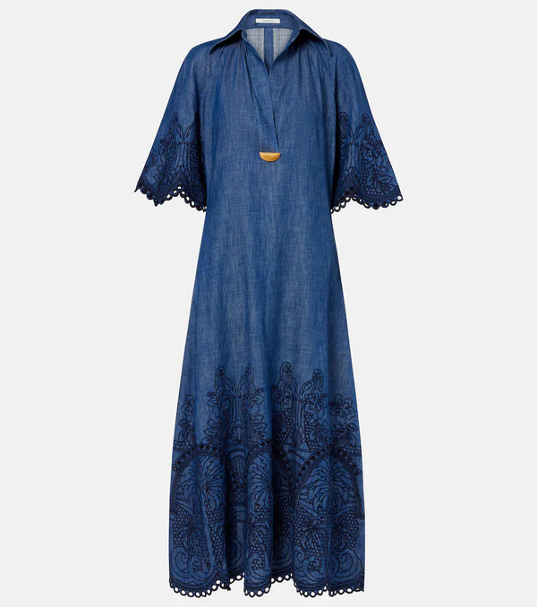  Zimmermann Zimmermann Coco Embroidered Denim Maxi Dress 