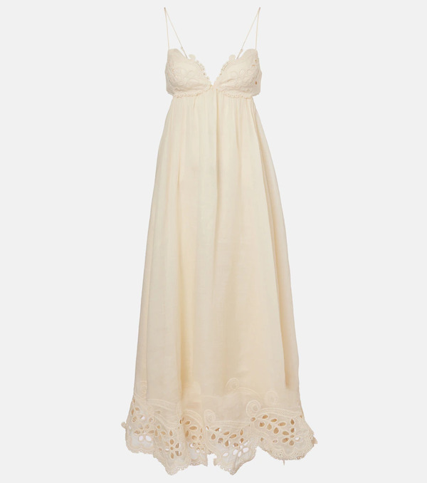 Zimmermann Zimmermann Coco Embroidered Ramie Maxi Dress 