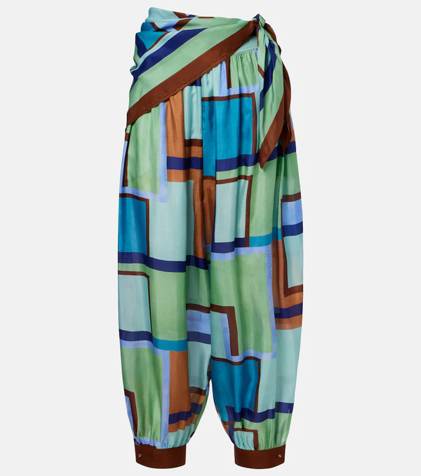  Zimmermann Zimmermann Como Printed Silk Satin Tapered Pants 