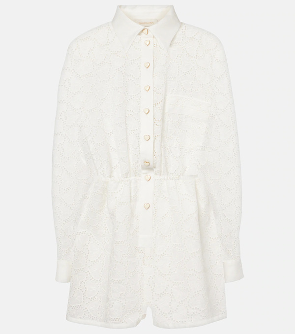  Zimmermann Zimmermann Crush Embroidered Linen Playsuit 