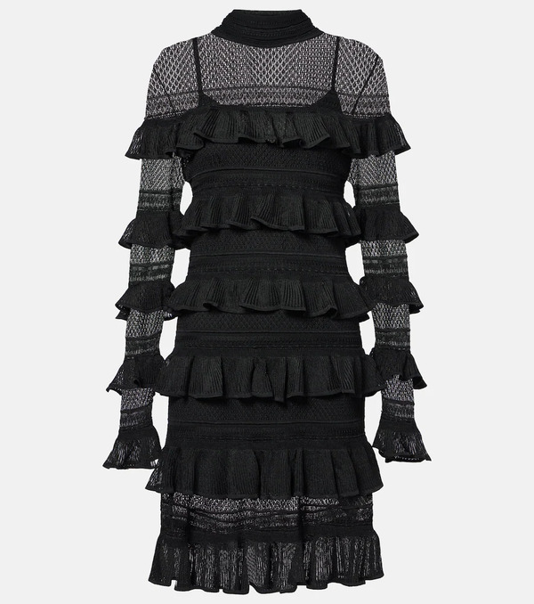  Zimmermann Zimmermann Crush High Neck Frilled Knitted Minidress 
